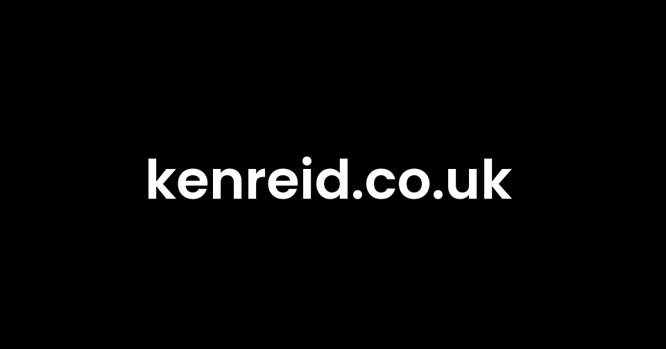 The words kenreid.co.uk in white on black