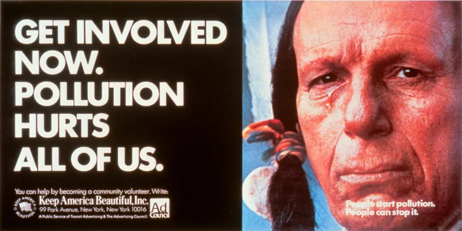 Still image from the Keep America Beautiful Crying Indian ad