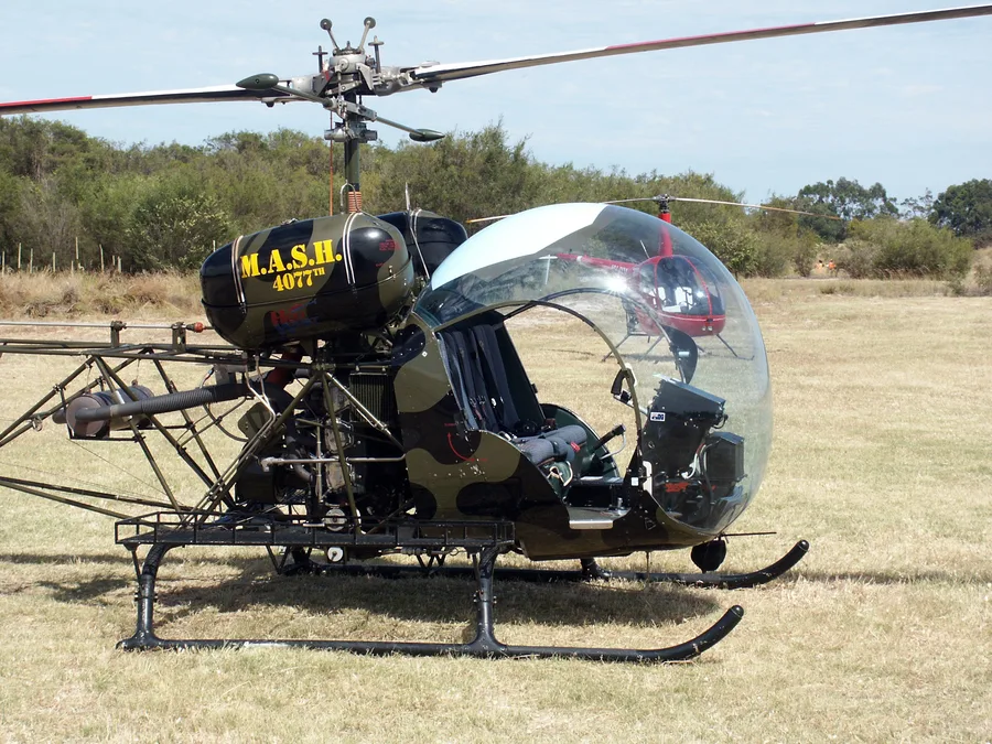 Bell 47 helicopter associated with M*A*S*H-style medevac operations